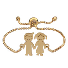 Stainless Steel Adjustable Chain Slider Boy And Girl Charm Bracelet